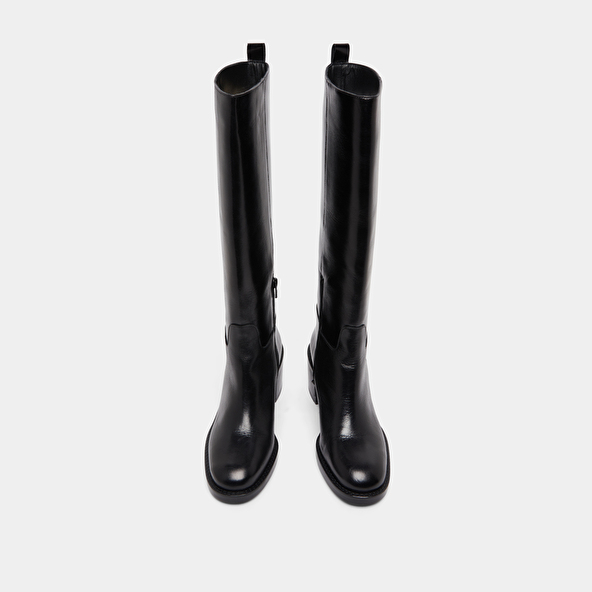Bottes hautes à talons in black leather | BONNIE