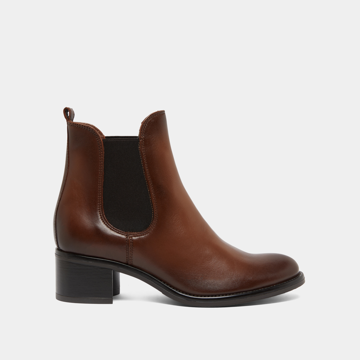 Heeled lowboots in cognac patinated leather | CALCUTTO