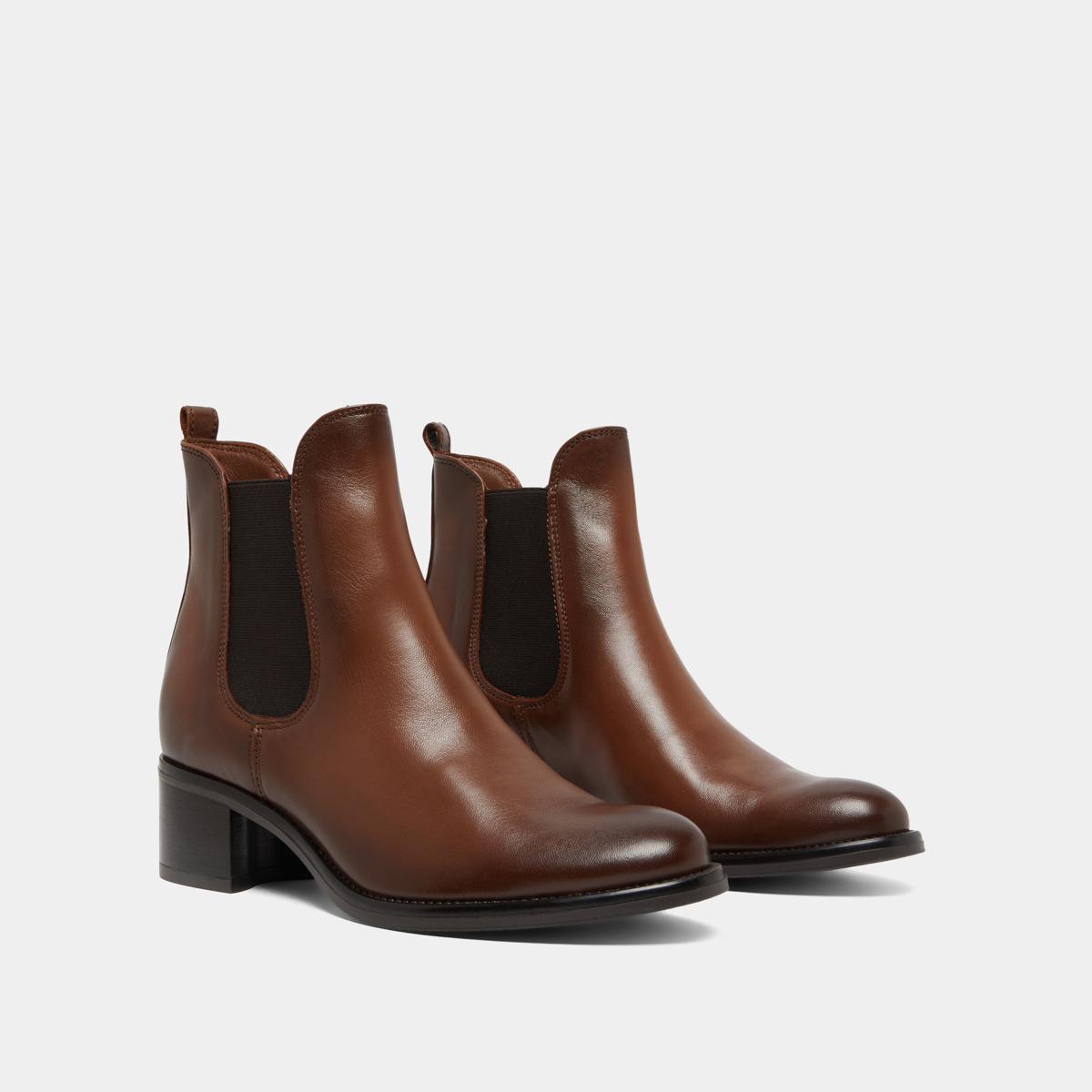 Heeled lowboots in cognac patinated leather | CALCUTTO