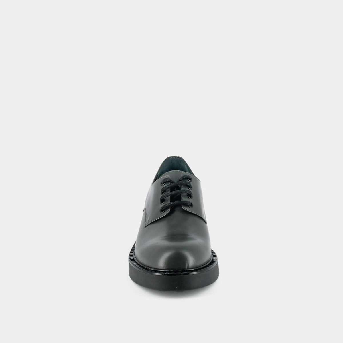Derbies with laces and thick sole in anthracite glazed leather | DIDON