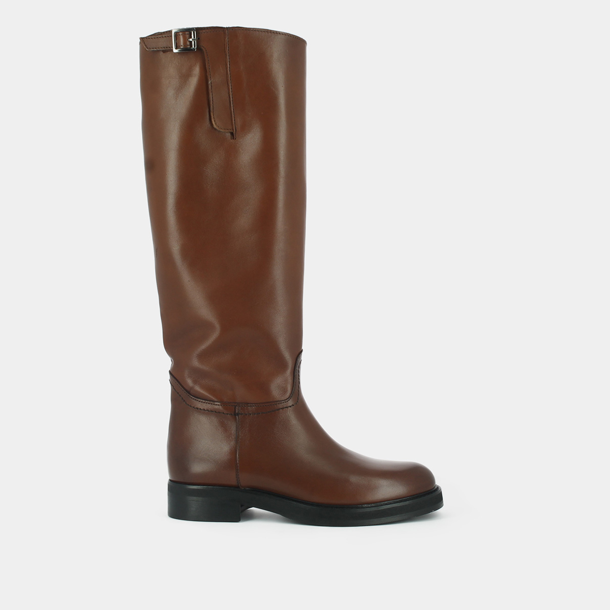 Silver buckle boots in cognac leather | READY