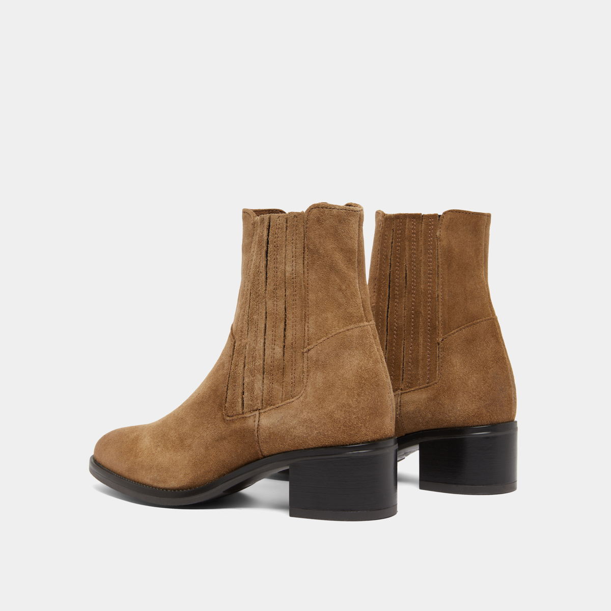 Low boots with elastic band and square heel in taupe suede | CHILI