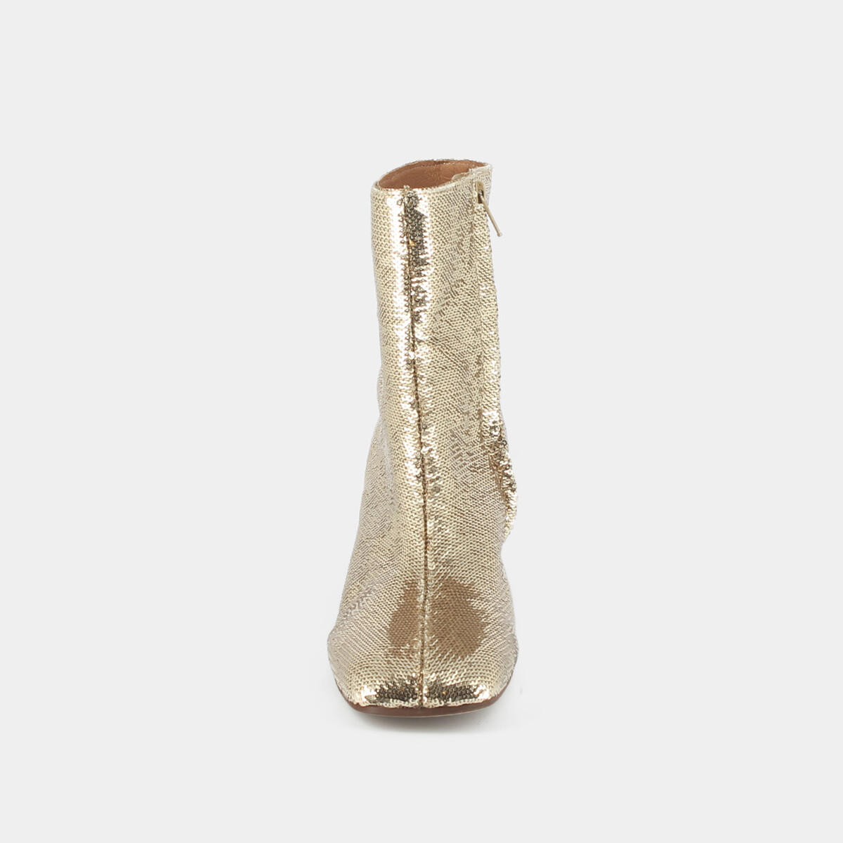 Heeled boots in platinum sequins | DARLENE