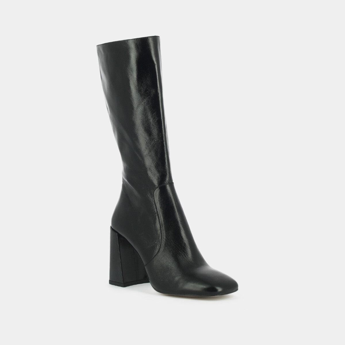 Heeled boots with square toe in black aged leather | VACCA