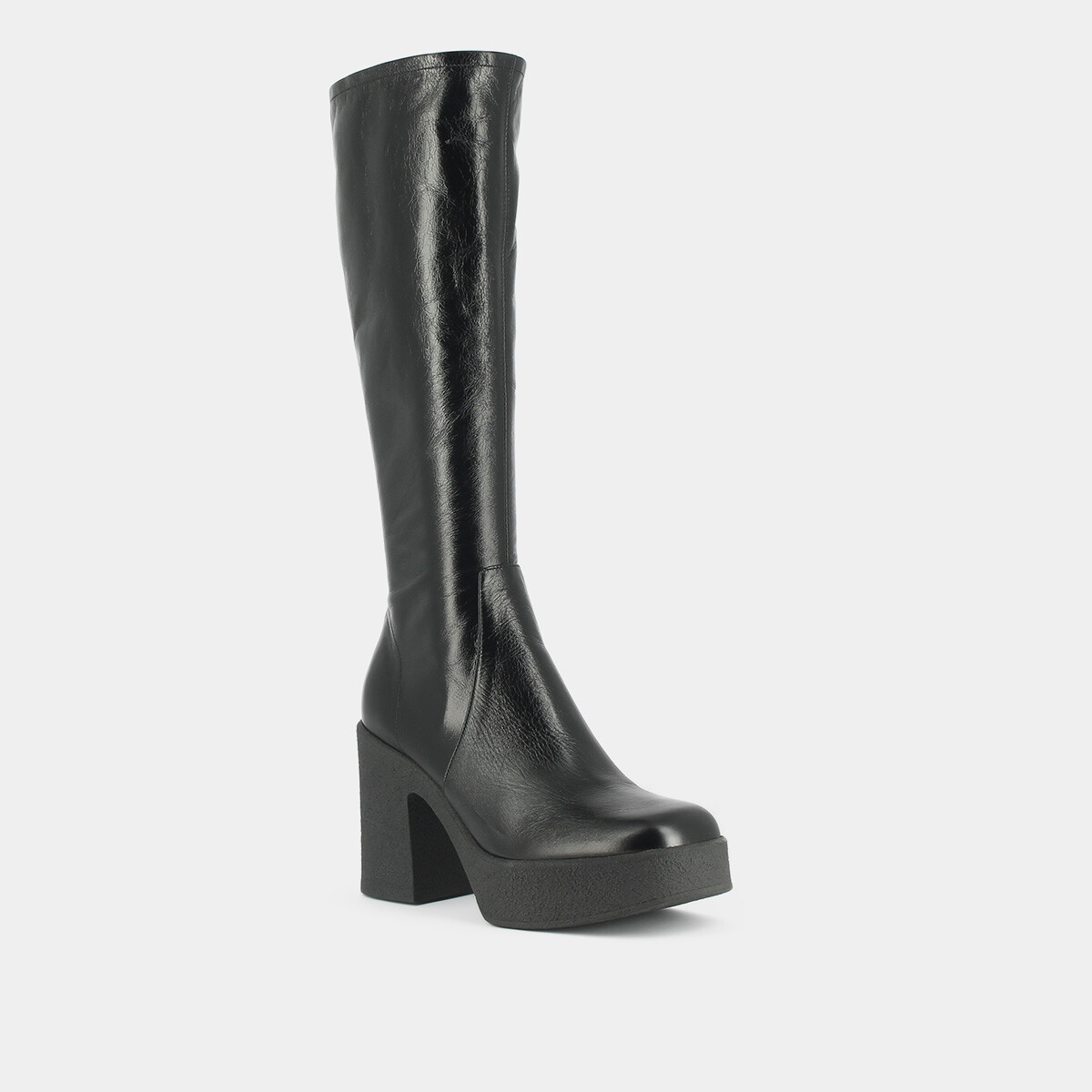 Platform boots in black aged leather | DRICIA