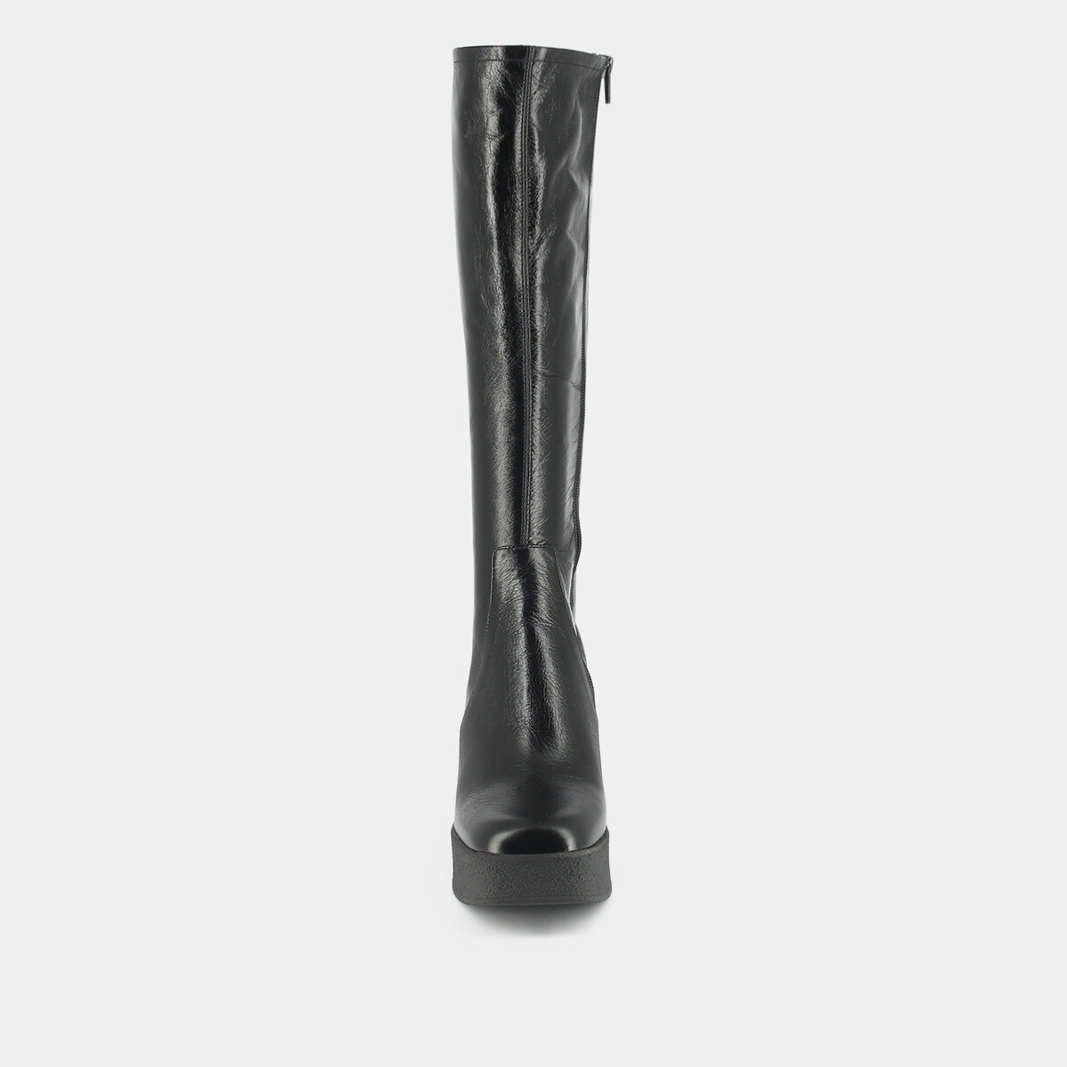 Platform boots in black aged leather | DRICIA