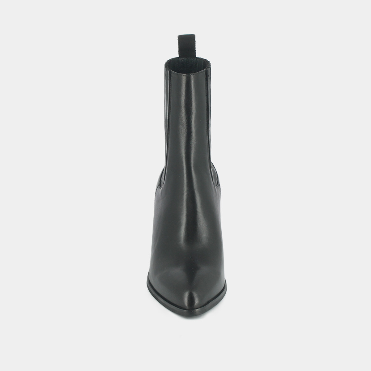 Heeled ankle boots with gathers in black leather | DOLORES