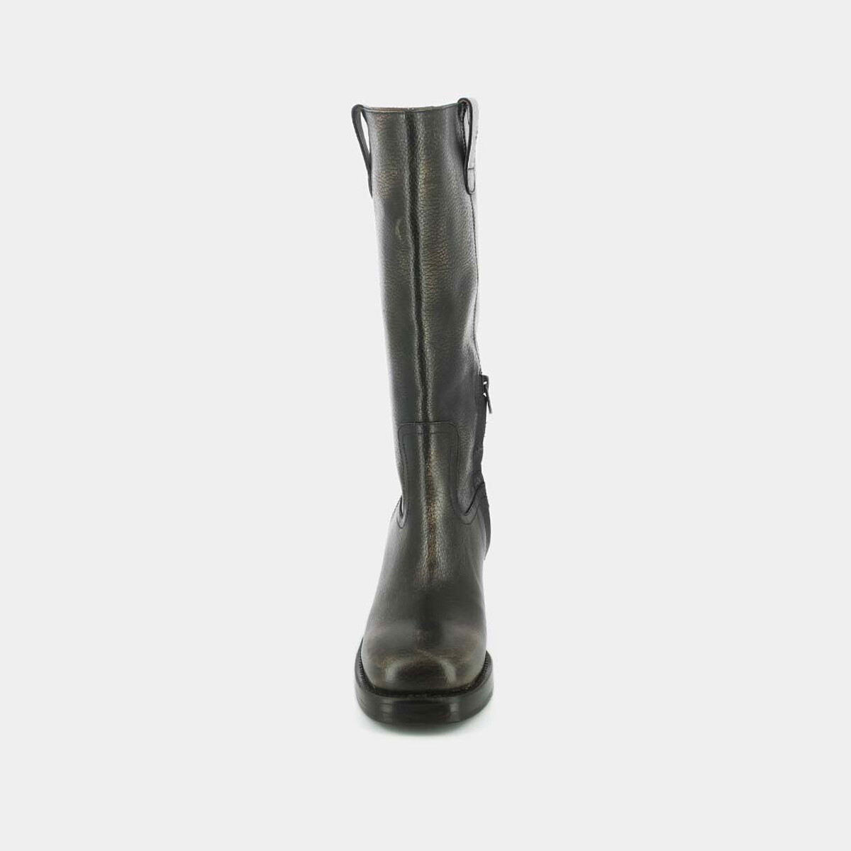 Heeled boots in grey grained leather | DIA