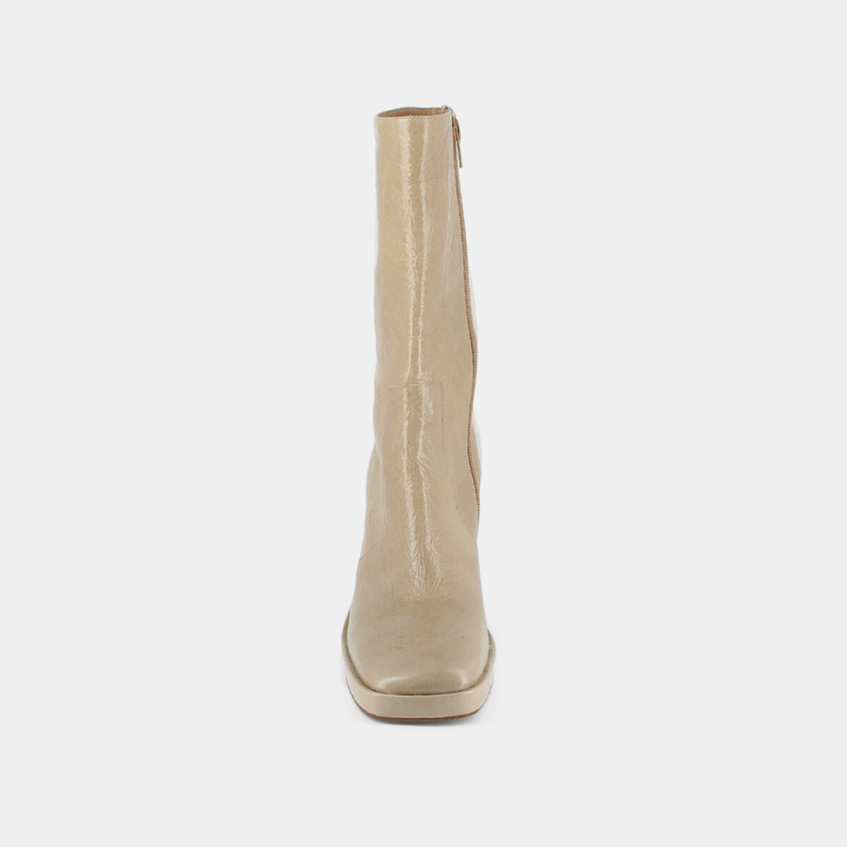Heeled boots in beige shiny leather | DETH