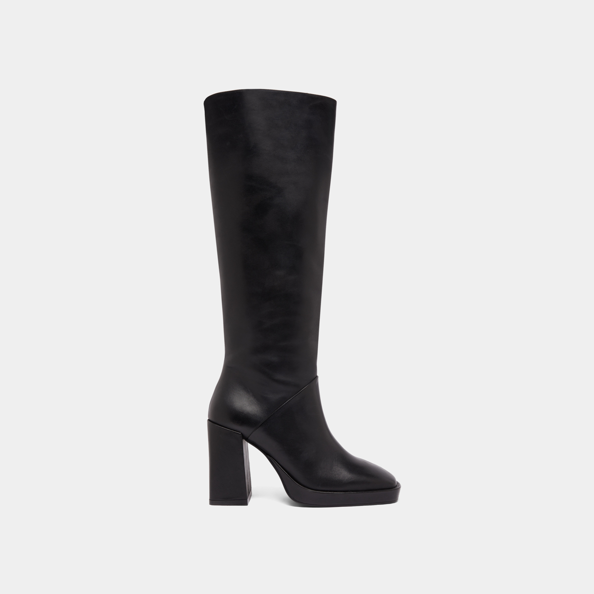 Bottes à talons hauts et bouts carrés in black leather | DETHLEE