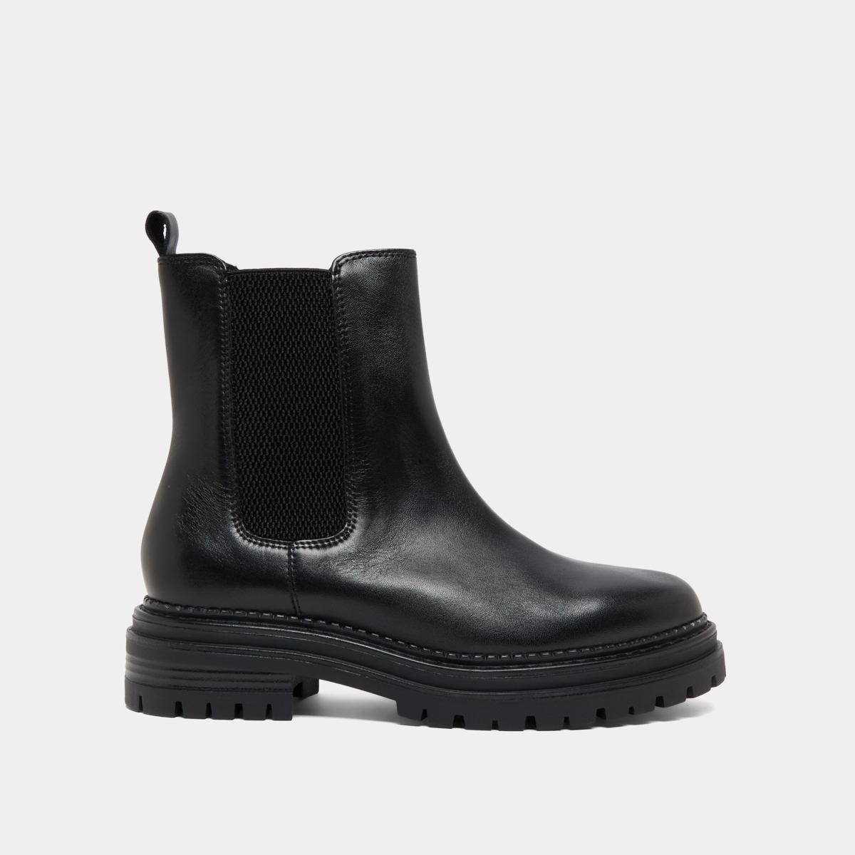 Low boots with notched soles and elastic in black leather | ADALARD