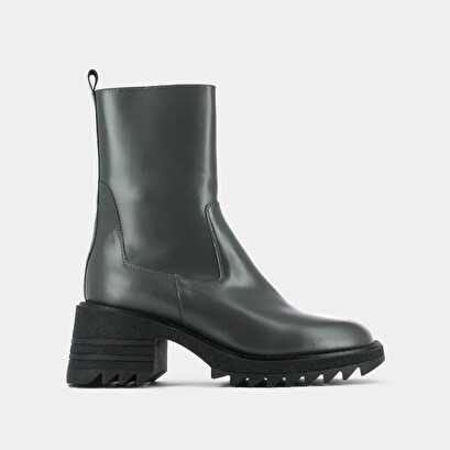 Ankle boots with heel and notched sole anthracite