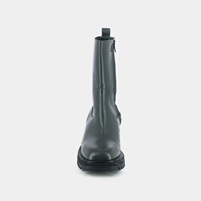 Ankle boots with heel and notched sole anthracite