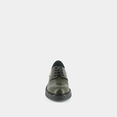 Derbies with laces and thick sole in khaki glazed leather | didon