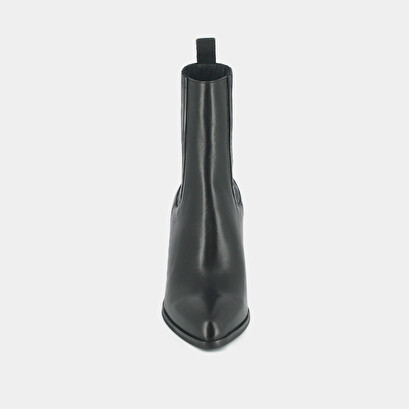 Heeled ankle boots with gathers black
