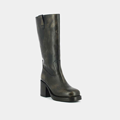 Heeled boots in grey grained leather | dia