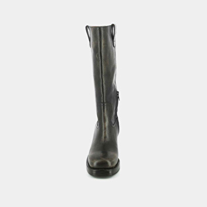 Heeled boots in grey grained leather | dia
