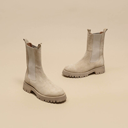 Platform boots beige