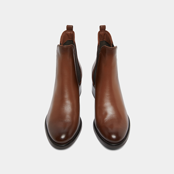 Heeled lowboots in cognac patinated leather | CALCUTTO
