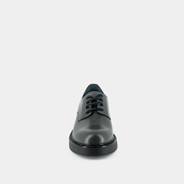 Derbies with laces and thick sole in anthracite glazed leather | DIDON