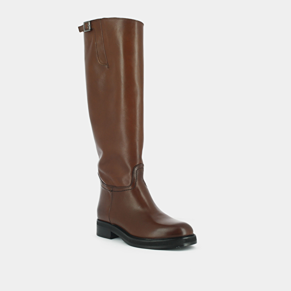 Silver buckle boots in cognac leather | READY