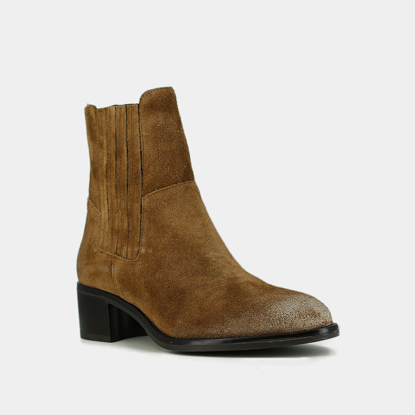 Low boots with elastic band and square heel in taupe suede | CHILI