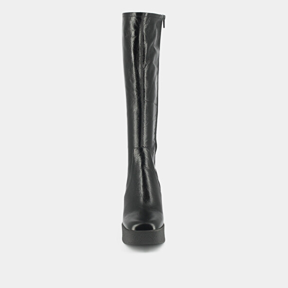 Platform boots in black aged leather | DRICIA
