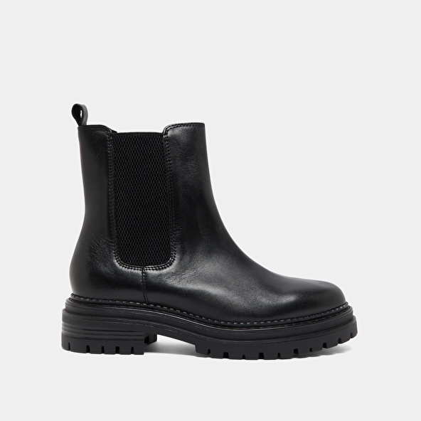 Low boots with notched soles and elastic in black leather | ADALARD