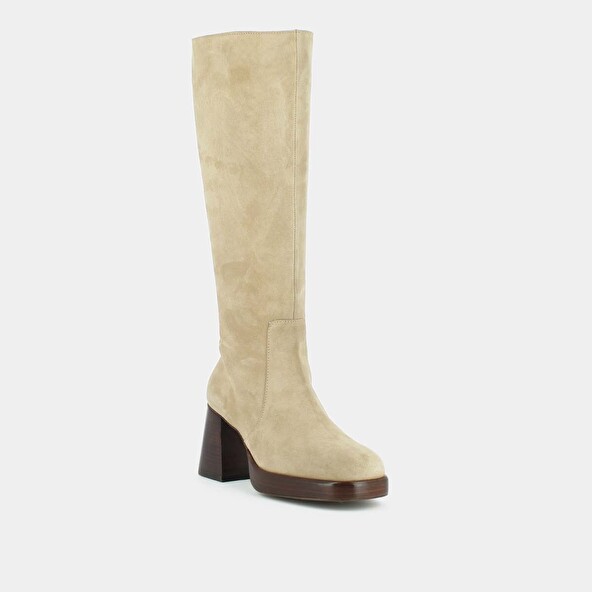 Platform boots in beige suede | BETINA