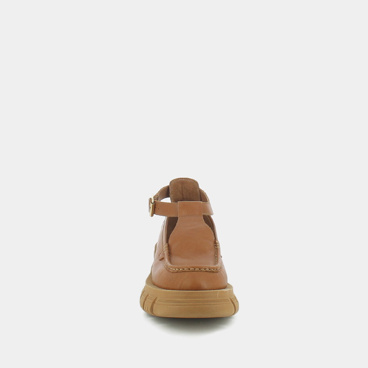Babies with notched soles in cognac leather | DIACRE