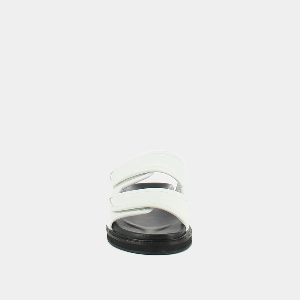 Mules with double fasteners in white leather | WARNING