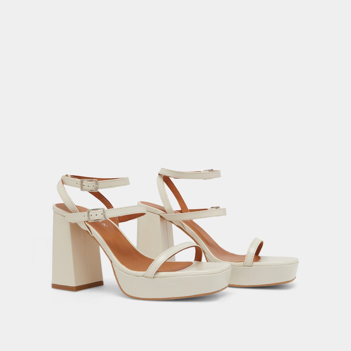 Strap and platform sandals in unbleached distressed leather | VLADO