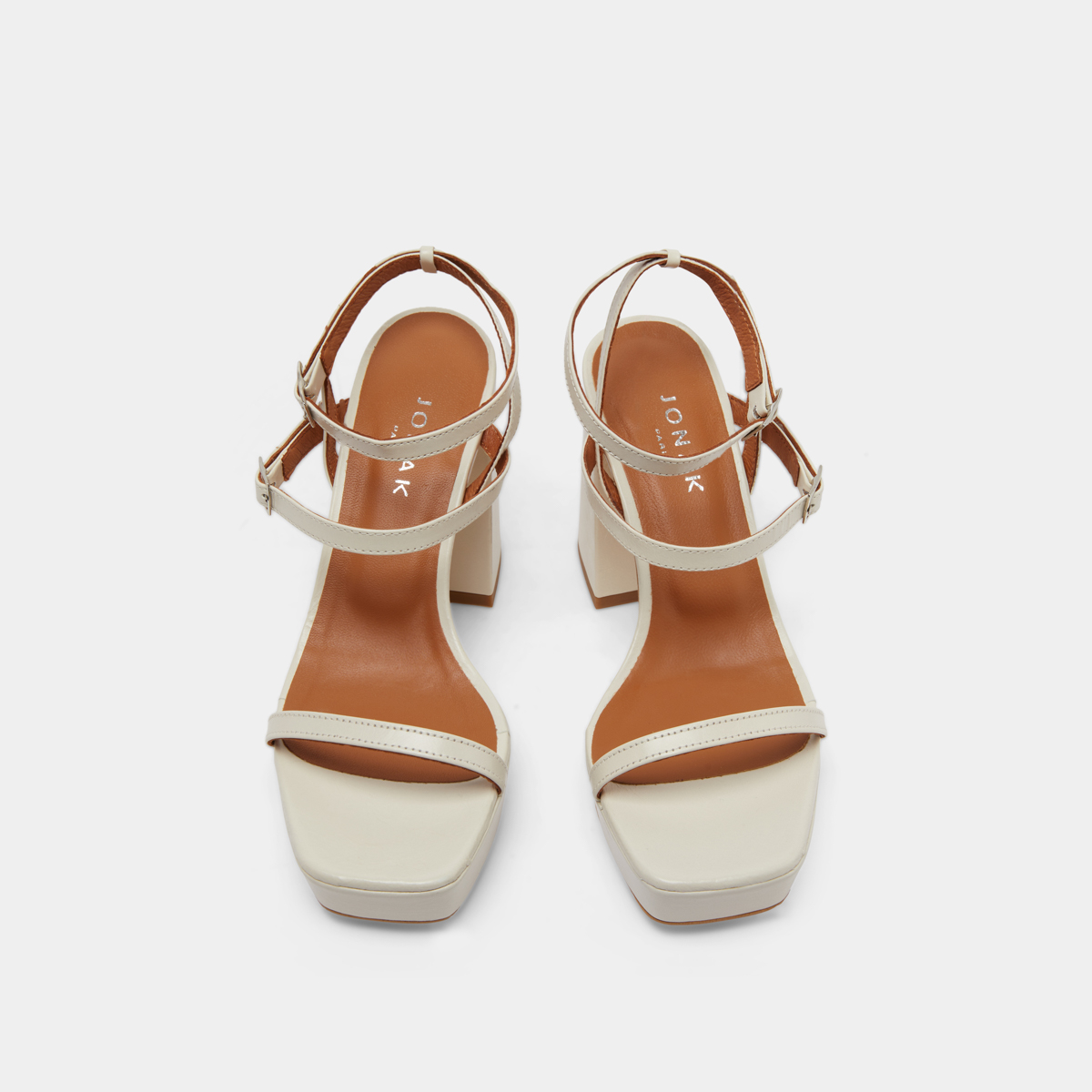 Strap and platform sandals in unbleached distressed leather | VLADO