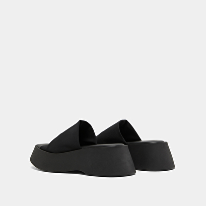 Open toe mules in black textile | EDDY