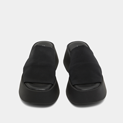 Open toe mules in black textile | EDDY