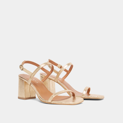Open-toe sandals with heels gold