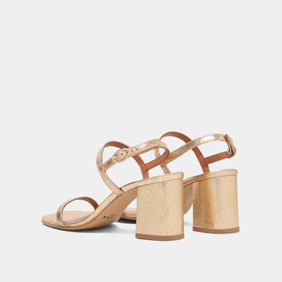 Open-toe sandals with heels gold