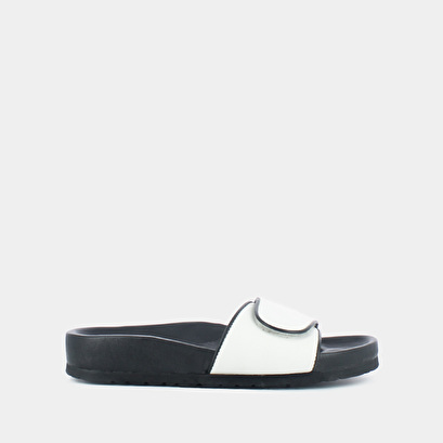 Mules with fasteners in white leather | weldone