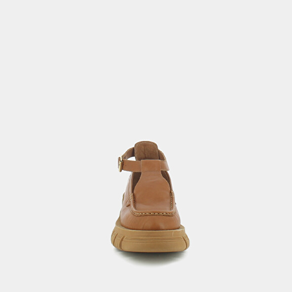Babies with notched soles in cognac leather | DIACRE