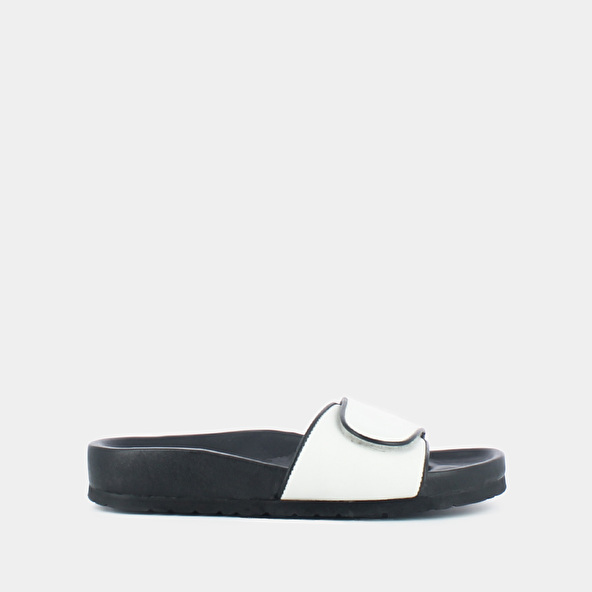 Mules with fasteners in white leather | WELDONE