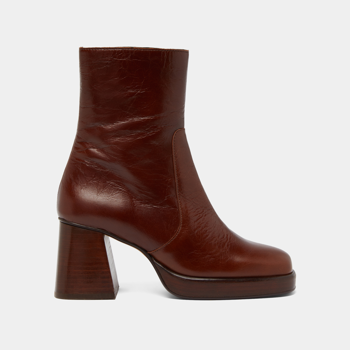 Platform ankle boots in brown distressed leather | BRIGAND