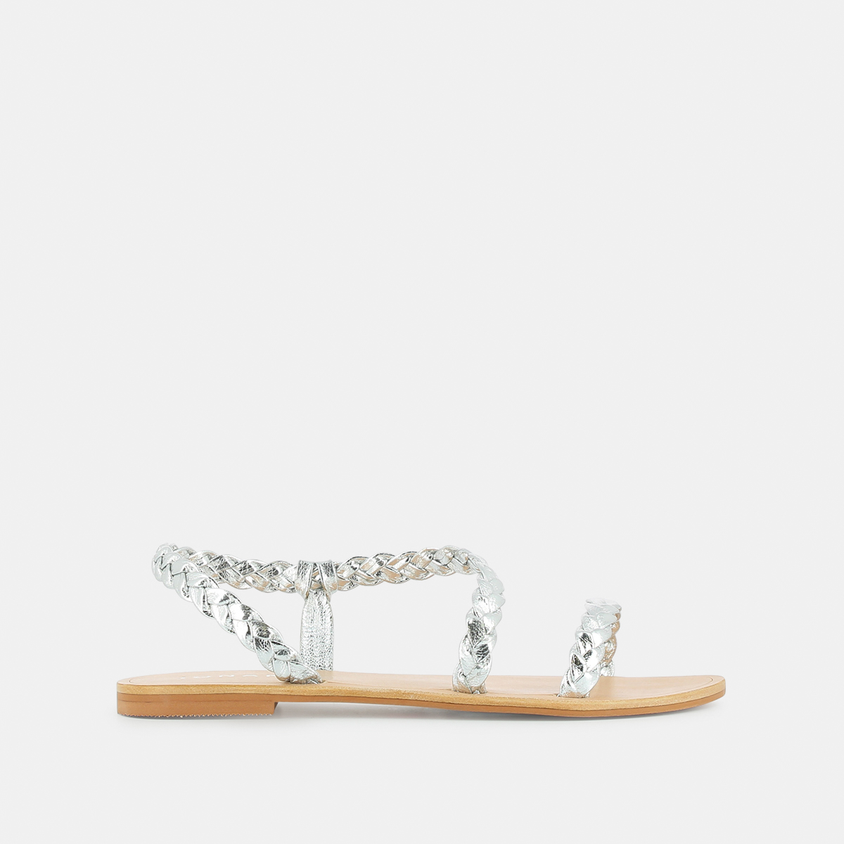 Braided strappy sandals in gold metallic leather | WINDY