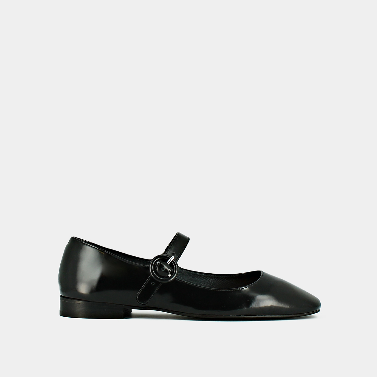 Square-toed ballerinas in black shiny leather | DAURINE