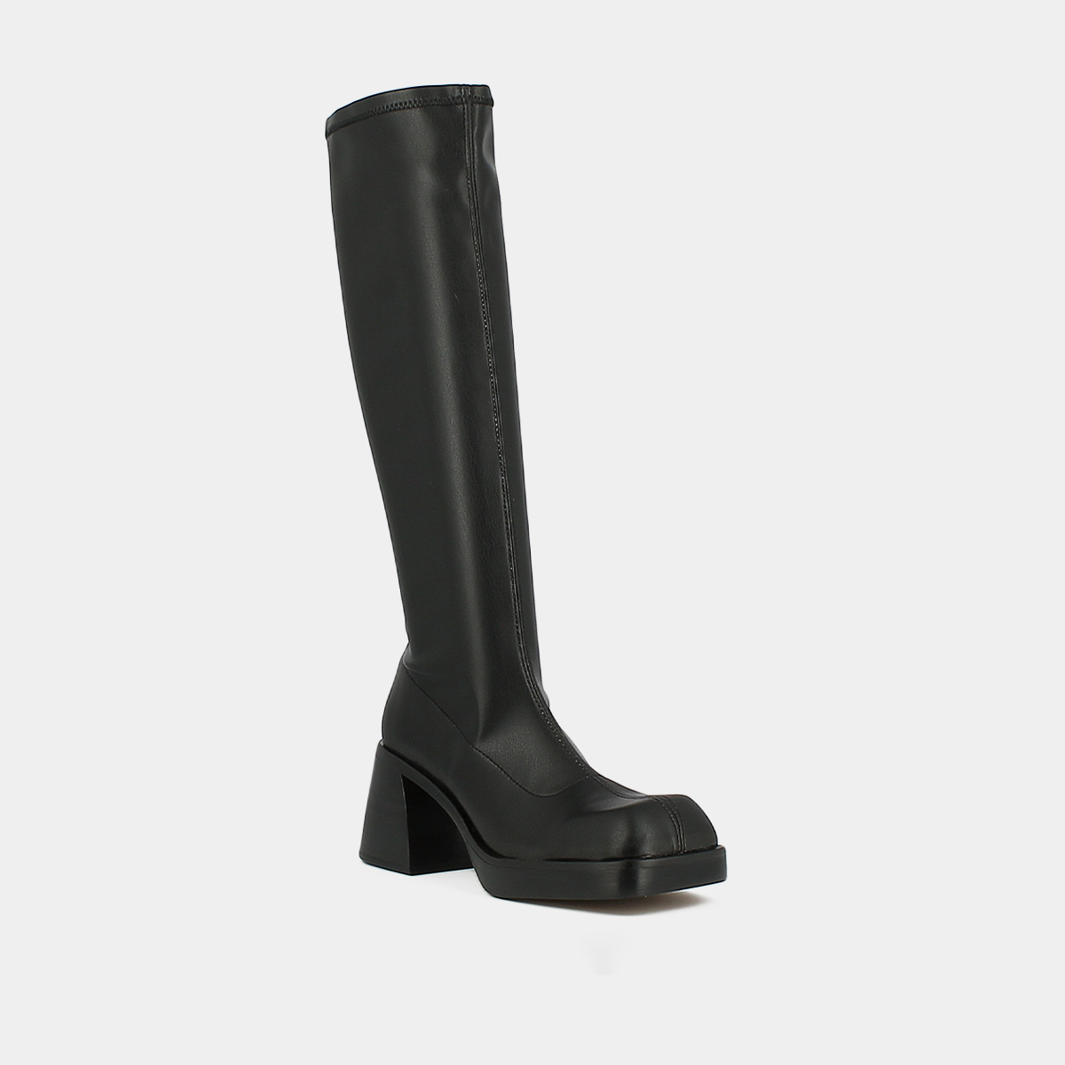 High boots with square toes in black textile | BALLOT