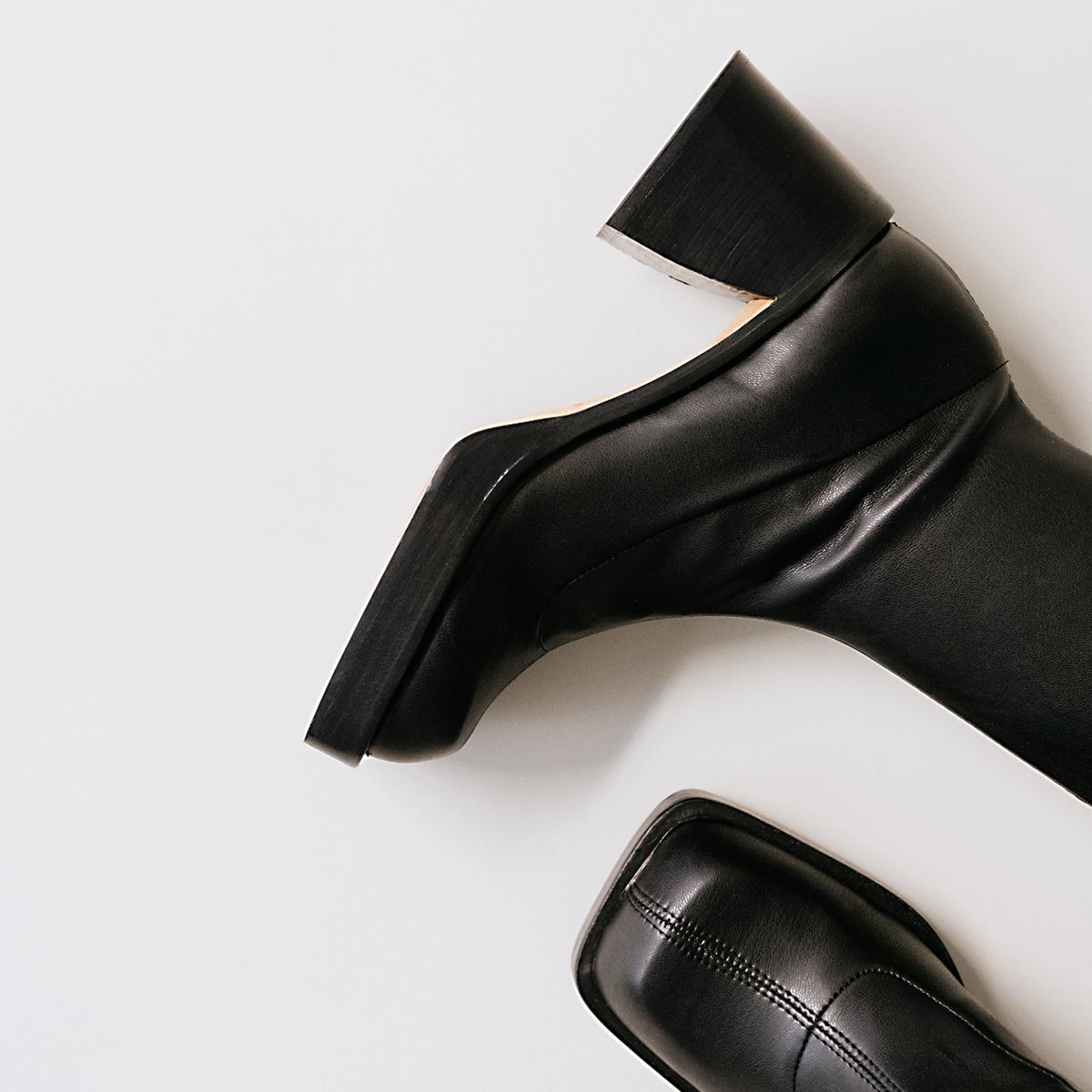 High boots with square toes in black textile | BALLOT