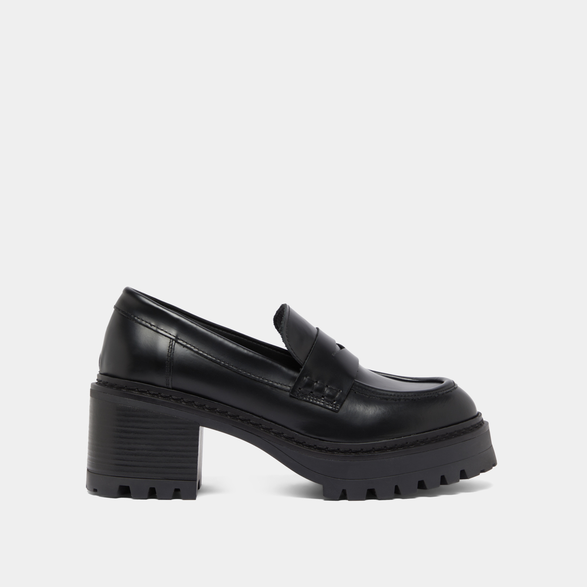 Mocassins à talons et semelles crantées.... in black shiny leather | RHUM