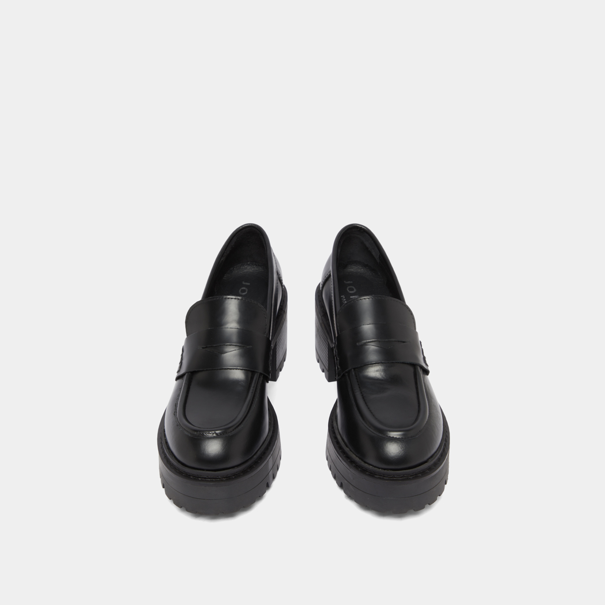 Mocassins à talons et semelles crantées.... in black shiny leather | RHUM