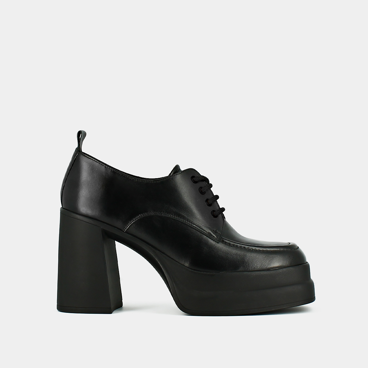 Platform derbies with square toes in black leather | PAILLASSON