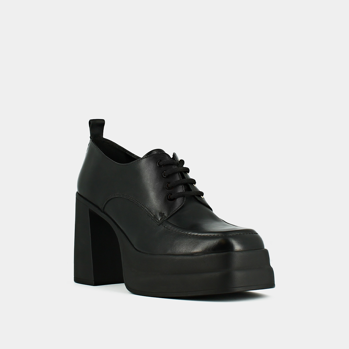Platform derbies with square toes in black leather | PAILLASSON