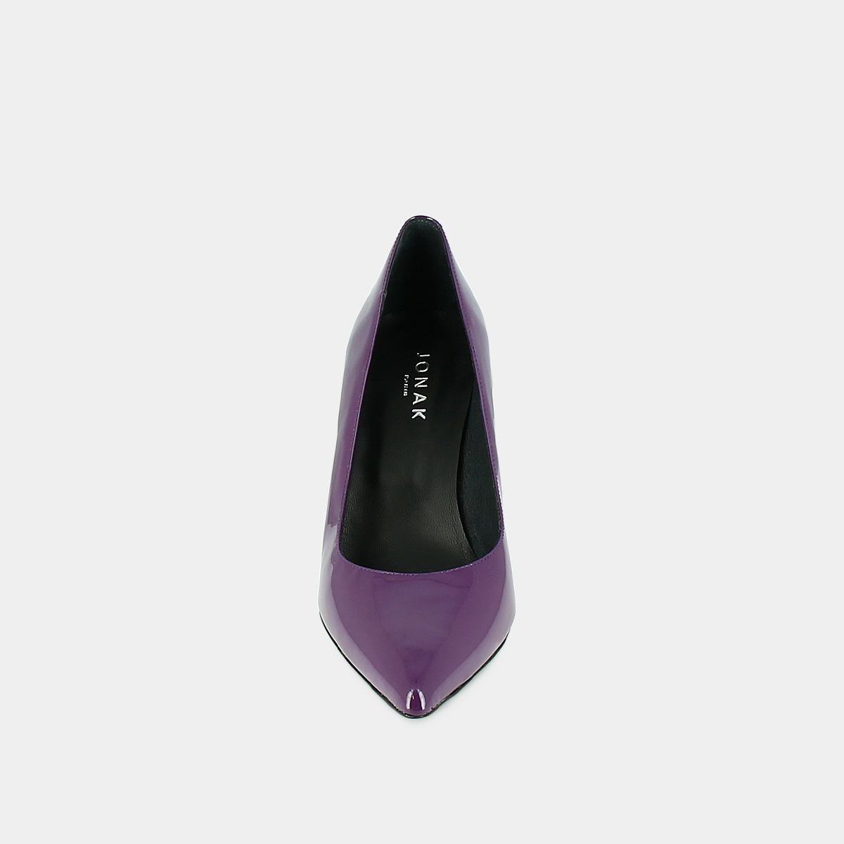 Pointed toe pumps in purple patent leather | DINERO
